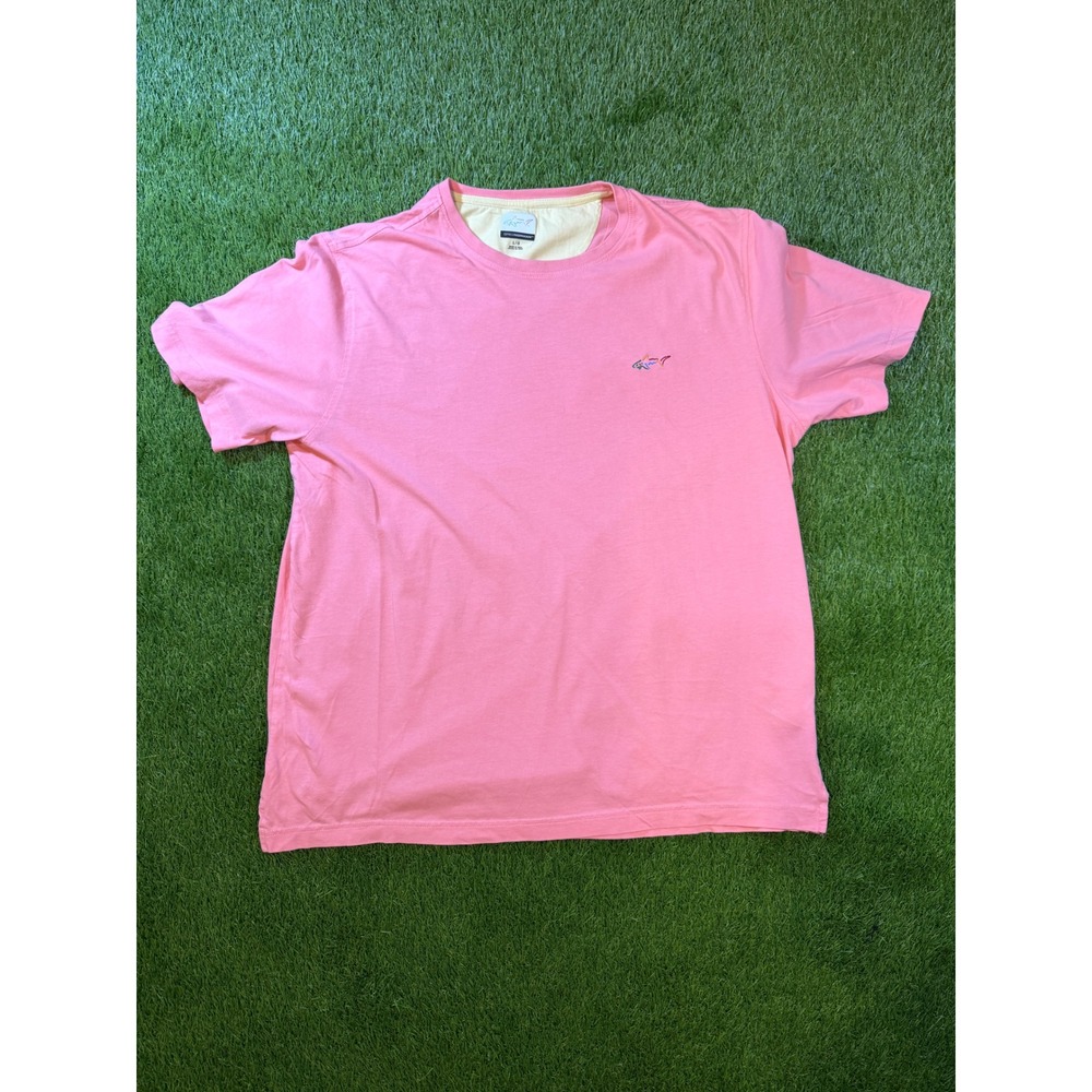 Greg Norman Mens Pink Short Sleeve Shark Logo Crew Neck T-Shirt Size Large